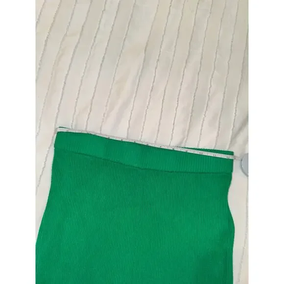 Emerald Green Ribbed Knit Flare Pants High Rise Y2K 70s Retro Festival Sz Small - Picture 6 of 13